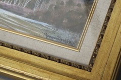 Nicole Rousseau-Grolee “Bruyeres Bruyeres” Oil painting Framed 6.5in x 15.3in