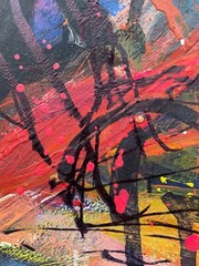 Modern Painting Art Picture Abstract Composition Danish Midcentury 34.5x28cm