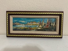 Vintage Impressionist Style Signed Oil Painting of Venice Seascape Canal Scene