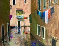 Nino Pippa Original Oil Painting Venice Laundry Day Renoir Interest 24″X30″ COA