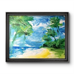 Original Abstract Painting Beach Canvas Neo Expressionist Fine Art Decor 11×14