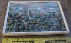 original Impressionism oil painting on canvas signed framed „Tiblisi“ 10″ x 13″