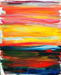 Sunset Original Expressionism Acrylic Abstract Canvas