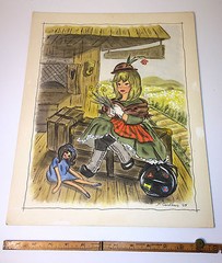 Vintage 1964 Children’s Story „The Arrival“ Victorian Train Scene Painting! Doll