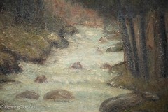 Beautiful Antique Oil Painting of Wooded Landscape with Stream and Trees, Lovely