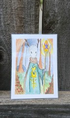 Original ACEO Art Woodland Spirit „The Lantern Warden“ Fantasy Forest OOAK ATC