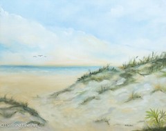 Beautiful Margaret Carlson Vintage Oil Painting Sand Dune Seascape