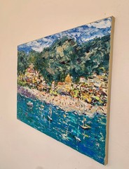 Positano Amalfi Italy Coastal Oil Painting on Canvas Seascape Painting