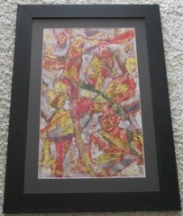 MYSTERY ARTIST ABSTRACT EXPRESSIONIST PAINTING VINTAGE FIGURAL MODERNISM 1960’S