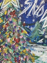 Let It Snow Original Painting Christmas Art Blue Xmas Snowfall Trees