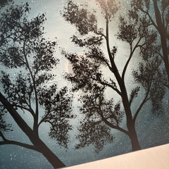 Moon Light Tree Blue Sky acrylic painting on canvas original artist Size 24×48