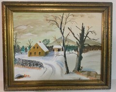 Edgard Violette, Dated 1982, Folky Original Oil Homestead Mountains Maine Estate