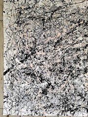 Original Abstract Action Painting jackson pollock style unstretched 36×41 Canvas