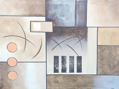 Large Acrylic on Canvas Signed Geometric Contemporary Painting 48″ X 36″, c1990s