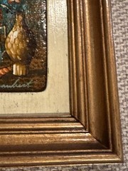 Pair of Vintage Folk Art Miniature Italian? Oil on Board Still Life Paintings
