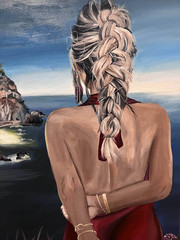 Beautiful Detailed Acrylic on Canvas 30″ x 30″ Italian Landscape