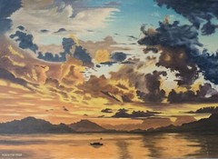 Original Oil Painting on canvas. Handmade. 70 x 50 cm. „Sunshine“.