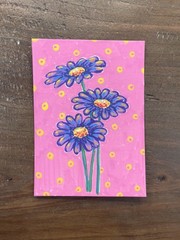 ACEO Original Acrylic Painting „Purple Wild Flowers“ by Tara J. Hannon