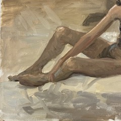 Vintage Expressionist Male Nude Oil Study (c.1970, Oil on Canvas Paper)