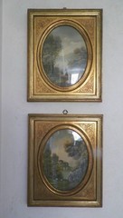 Vtg VAN THOREN Landscape Original Oil Painting Gold Gilt Frame Italy Set of 2