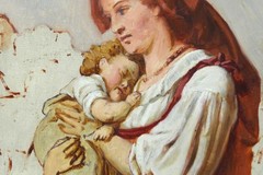 Mother with Child, Oil on Wood, Study, Italy Mid 19th century 30.0cm x 22.5cm