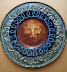 William Verdult self-portrait painting set on ornate plate c1990