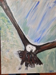 Eagle Swooping Vibrant Abstract Expressionism Canvas Painting
