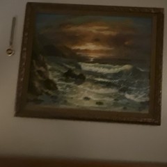 Framed Realism Seascape Painting Ocean Waves Sunset Nature Nautical Wall Art