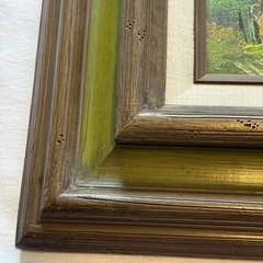 VTG Signed Original Reeves Framed Oil Painting River Landscape Mountains 14×12