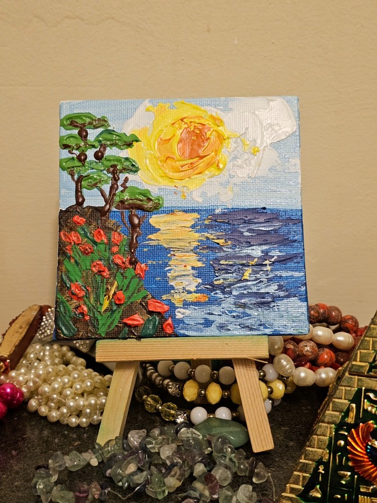 Tropical Painting Original Art Impasto Palette Knife Hawaii Beach Seascape Ocean