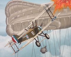 Raymond Waddey Painting WWI British RAF Sopwith Camel Balloon Buster, 16″x20″