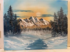 11 x 14 Oil Painting on Canvas…..“Winter Evergreens“