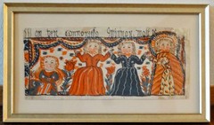 Early 19th-Century Swedish Figural Bonad Folk Art Painting Rare Hand Painted