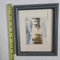 Watercolor Ink Church Scene Signed Matted Frame Country Farmhouse Wall 1994