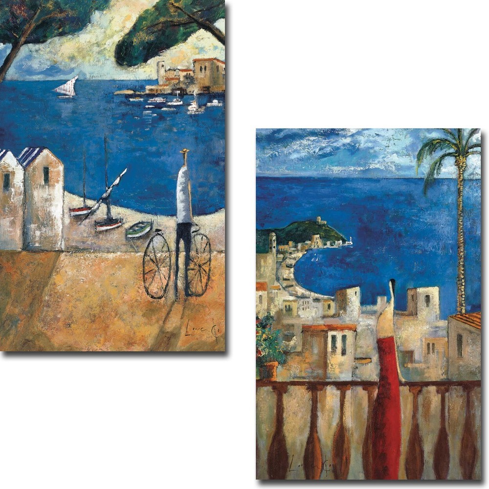 Tarde Azul & Brisa Marina by Lourenco 2-pc Canvas Giclee Art Set (36 x 23 each)
