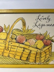 1967-Hand Painted Art Signed Lively Yellow Legumes Theme 17”x9” Veggies