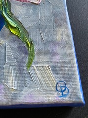 ORIGINAL OIL Painting TULIPS IN VASE impasto 10″x 8″ by Olga Diduh.