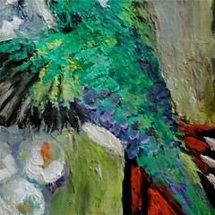 YARY DLUHOS Hummingbird Flower Wildlife Bird Garden Original Art Oil Painting