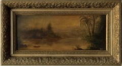 FINE ANTIQUE 19TH CENTURY LANDSCAPE OIL PAINTING OLD HUDSON RIVER SCHOOL 1880s