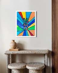 Original Desert Rainbow Painting 24” x 18” Framed