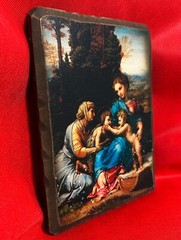 🙌Painting on wooden base print on canvas vintage 1960s Length 9inch Width 6.3