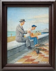 Vintage Painting – The Thinkers – Signed and Dated