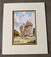 Original Watercolor Painting „Claypotts Castle“ in Scotland – by Martin Goode