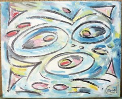 ROUND AND ROUND new WOW abstract original 8×10 canvas painting signed Crowell