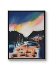ORIGINAL ACRYLIC ART 12×16 DYSTOPIAN VIBRANT ABSTRACT EXPRESSIONISM CANVAS