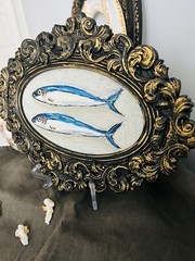 Sardine Art Original Sardine Painting Still Life Oil Painting Miniature Fish Art