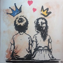 Original street art painting urban art canvas in Banksy style unique hand painted