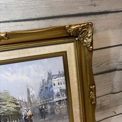 Street Scene Impressionist Oil Painting In Gold Guilt Framed-Signed 12×14