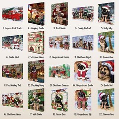 German Shepherd Dog Canvas .75″ Personalized Digital Painting Christmas NWT