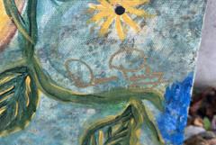 Large Post Impressionist Style Blue and Yellow Signed Painting On Canvas